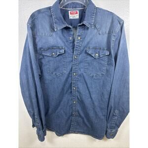 Wrangler Comfort Flex Denim Long Sleeve Button Up Shirt Men's Size Large